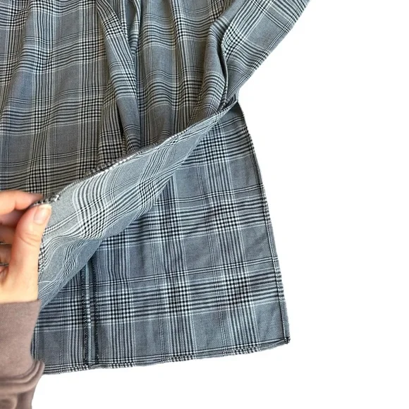 ZARA gray plaid checkered puff sleeve dress M - Picture 12 of 13